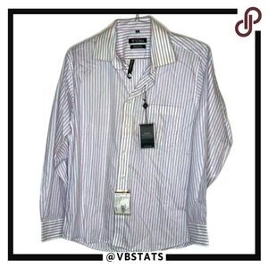 15.75" (Medium) Elitus Pink-Blue-White LS Dress Shirt (NWT)